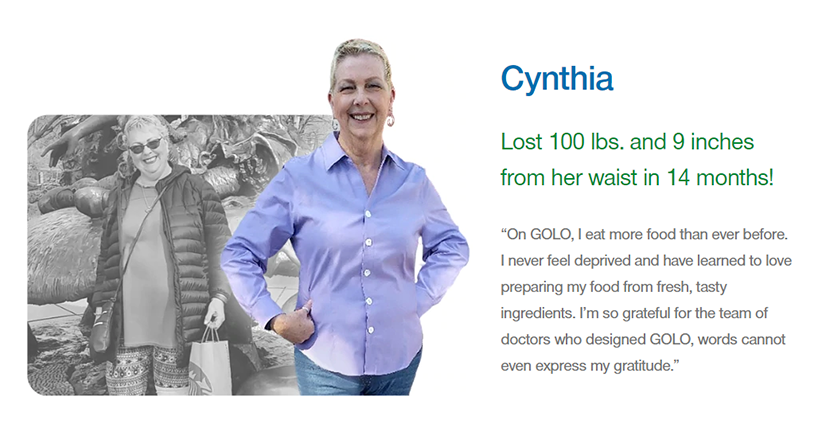 Photo from Cynthia's GOLO Journey