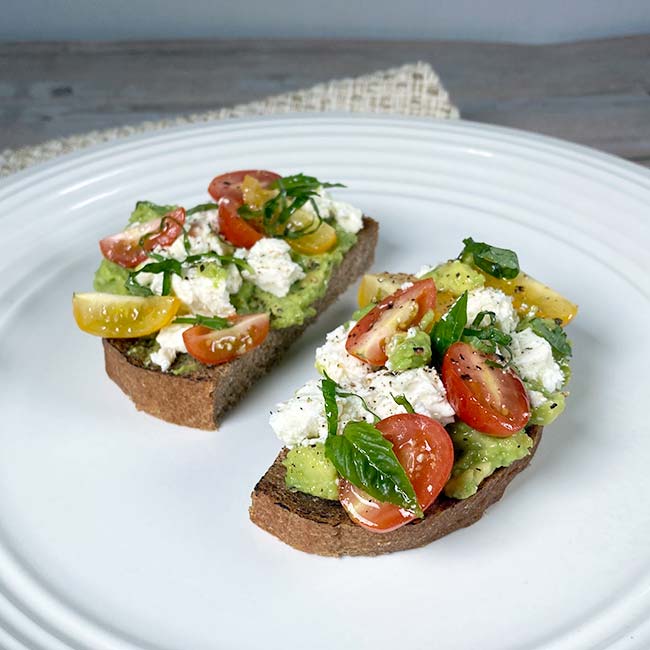 Mediterranean Avocado Toast, w/Tomato, Basil & Feta | GOLO